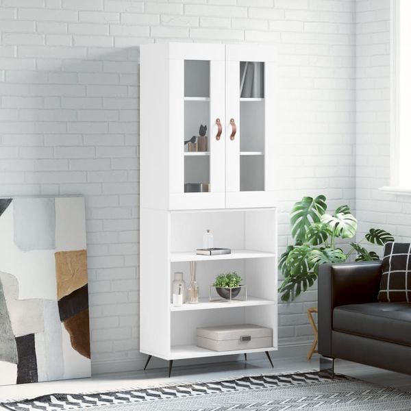 vidaXL Vysoká skrinka biela 69,5x34x180 cm spracované drevo