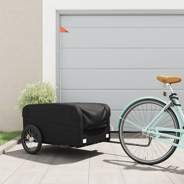 vidaXL Vozík za bicykel, čierny 45 kg, železo