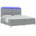 vidaXL LED box s pružinami Svetlosivá 200 x 200 cm látka