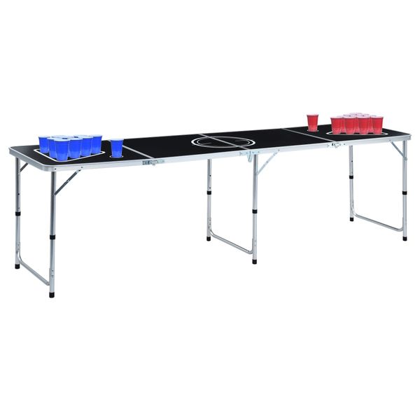 vidaXL Skladací stôl na beer pong s pohármi a loptičkami 240 cm