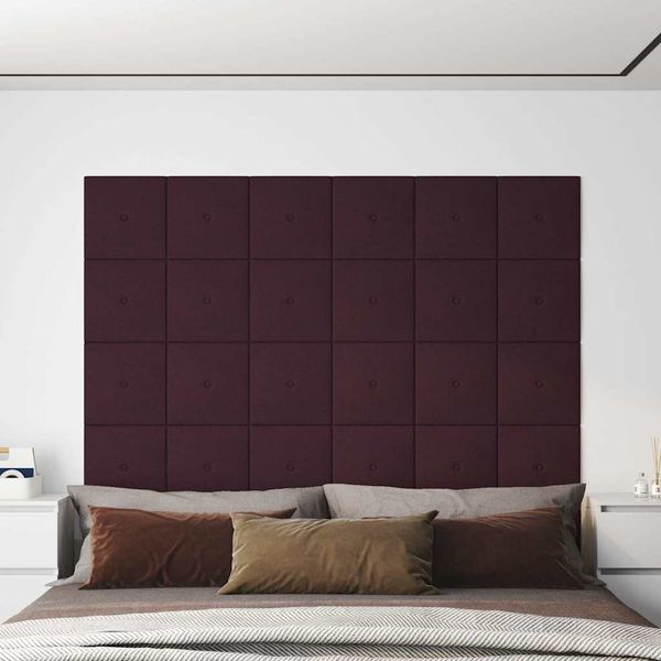 vidaXL Nástenné panely 12 ks fialové 30x30 cm látkové 1,08 m²
