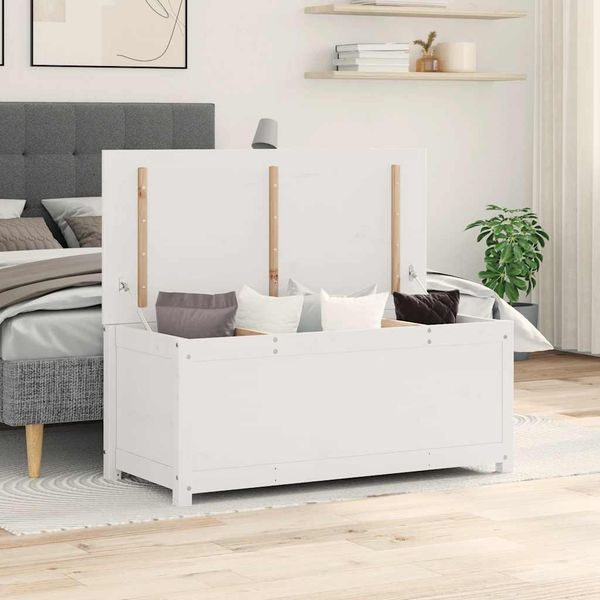 vidaXL Úložný box biely 110x50x45,5 cm masívna borovica