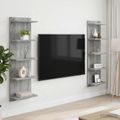 vidaXL Stenná polica 2 ks Sivý Sonoma 30 x 15 x 100 cm