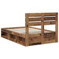 vidaXL Rám postele Staré drevo 135 x 190 cm Masívne borovicové drevo