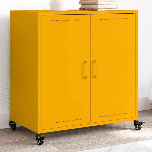 vidaXL Komoda horčicovožltá 68x39x72 cm oceľ