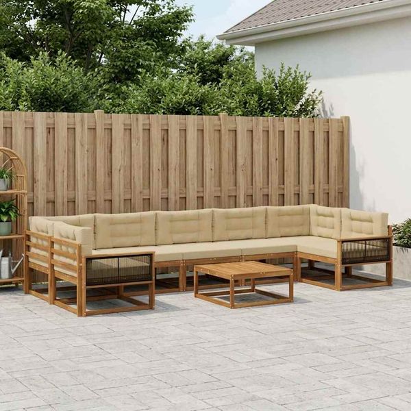vidaXL Záhradná súprava gaučov 8 pcs Prírodná a béžová