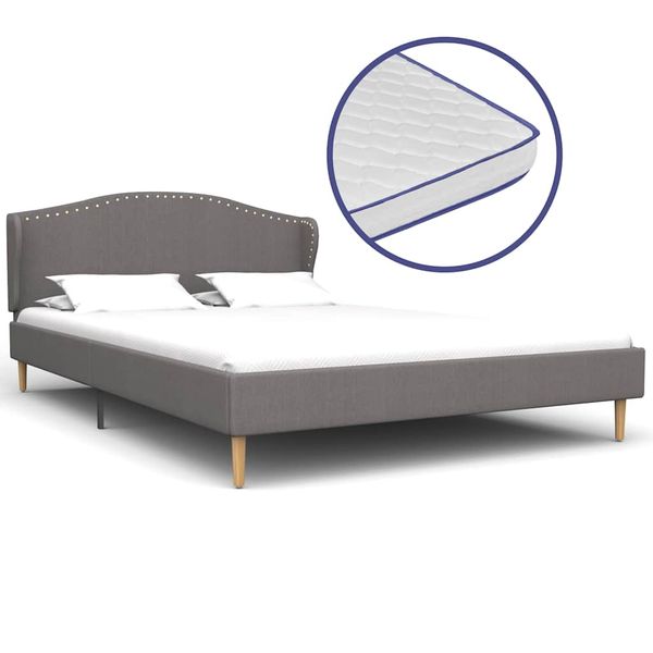 vidaXL Posteľ a matrac z pamäťovej peny bledosivá 140x200 cm látková