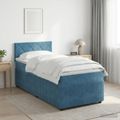 vidaXL Posteľ boxspring s matracom Tmavomodrá 90 x 190 cm Zamat