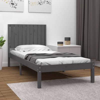 vidaXL Posteľný rám, sivý, borovicový masív 90x190 cm, jednolôžko