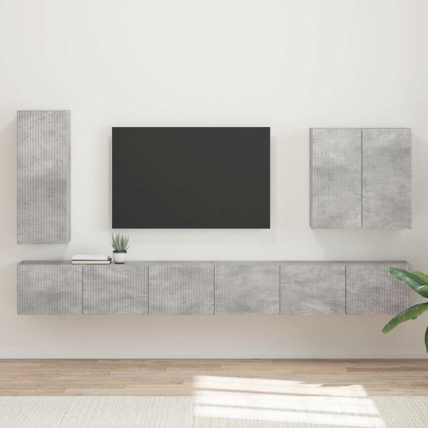 vidaXL Sada nástenného kabinetu na TV Nástenný 6 pcs Betónová šedá