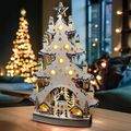 Solight 1V282 vianočná LED dekorácia, drevený stromček s dekoráciami