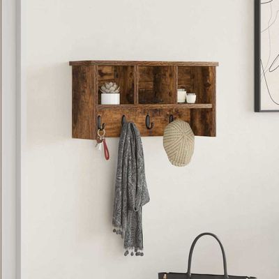 vidaXL Vešiak na stenu Dymová dub 50 x 16 x 26 cm Kompozitné drevo