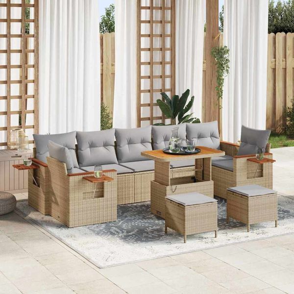 vidaXL Súprava záhradných pohoviek 13 pcs Beige a svetlo šedá