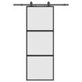 vidaXL Posuvné dvere s kovaním čierne 76x205 cm tvrdené sklo