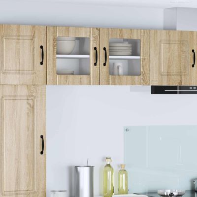 vidaXL Nástenný sklenený kabinet LUCCA 2 pcs Dub sonoma
