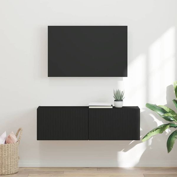 vidaXL TV nástenná skriňa Čierna 98 x 31 x 29,5 cm Kompozitné drevo