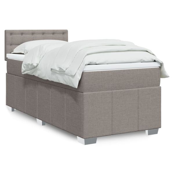 vidaXL Posteľný rám boxsping s matracom sivohnedý 90x200 cm látka