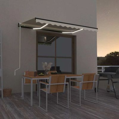 vidaXL Automatická markíza s LED a senzorom vetra 300x250 cm krémová
