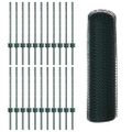 vidaXL Hexagonálny plot s stĺpom 50 x 0,6 m PVC potiahnutá oceľ Zelená