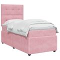 vidaXL LED boxspring posteľ s matracom Ružová 90 x 190 cm Zamat