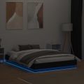 vidaXL Posteľný rám s LED svetlami čierny 135x190 cm