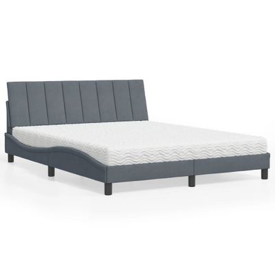 vidaXL Posteľ s matracom Hanko tmavosivý 160x200 cm zamat