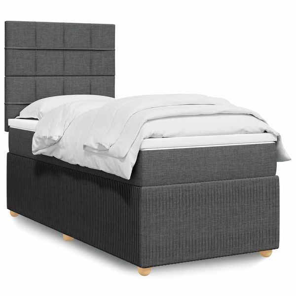 vidaXL Posteľný rám boxsping s matracom tmavosivý 80x200 cm látka