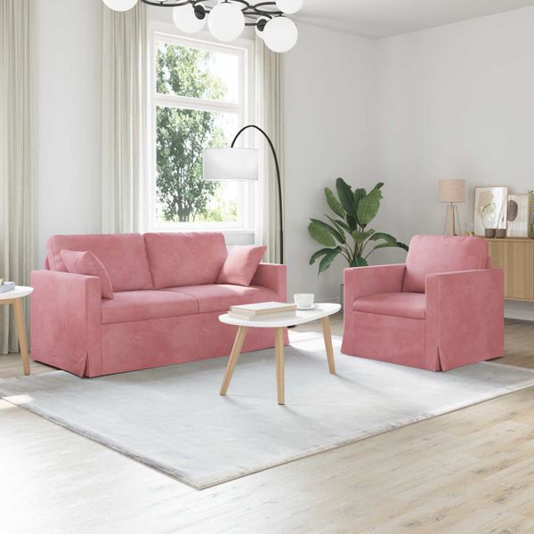 vidaXL Sada pohoviek 2 pcs Ružová 158 x 78 x 80 cm Zamat