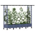 vidaXL Vyvýšený záhon s mriežkou a strechou Sivá 203 x 40 x 127 cm PP