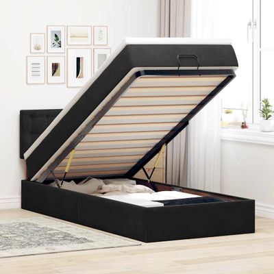 vidaXL Osmanský rám postele s matracom čierna 90x190 cm zamat