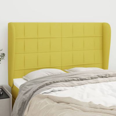 vidaXL Čelo postele so záhybmi zelený 147x23x118/128 cm látka
