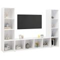 vidaXL TV skrinky 3 ks lesklé biele 142,5x35x36,5 cm drevotrieska