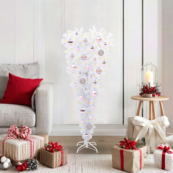 vidaXL Umelý vianočný stromček s 150 LED-i Biela 120 cm PVC a oceľ