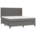 vidaXL Boxspring posteľ s matracom a LED sivá 160x200 cm umelá koža