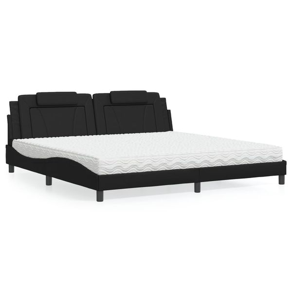 vidaXL Posteľ Viana s matracom čierna 200x200 cm umelá koža