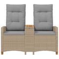 vidaXL Hojdačka s tabletou 2 -Seater 126 x 65 x 112 cm polyratan