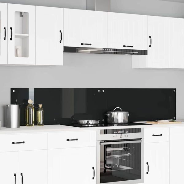 vidaXL Kuchynský obklad 2 pcs Čierna 110 x 40 cm tvrdené sklo
