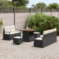 vidaXL Súprava záhradných pohoviek 8 ks Čierna polyratan