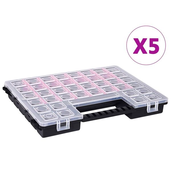 VidaXL Sortiment boxy 5 ks s nastaviteľnými prepážkami 385x283x50 mm