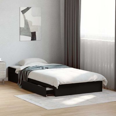 vidaXL Posteľný rám so zásuvkami čierny 75x190 cm kompozitné drevo