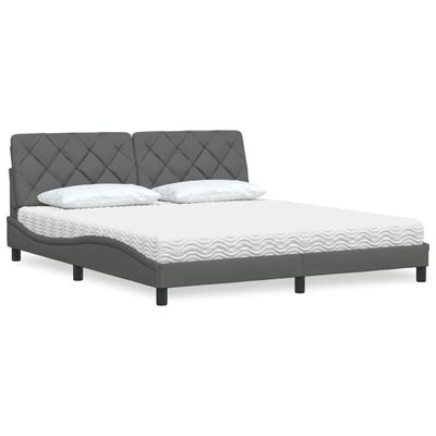 vidaXL Posteľ s matracom tmavosivá 180x200 cm látka