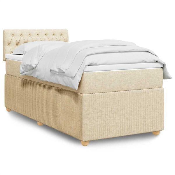vidaXL Posteľný rám boxsping s matracom krémový 80x200 cm látka