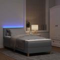 vidaXL LED box s pružinami s LED pásikmi Svetlosivá 90 x 190 cm látka