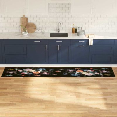 vidaXL Kuchynský koberec Čierna 300 x 60 cm Zamat
