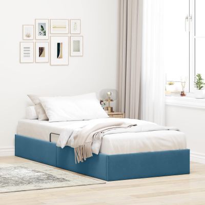 vidaXL Otomanový posteľný rám Tmavomodrá 100 x 200 cm Zamat