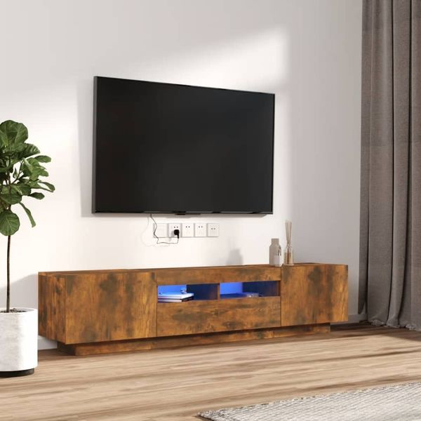 vidaXL 2-dielna súprava TV skriniek s LED dymový dub spracované drevo