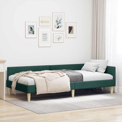 vidaXL Rohový rám postele Tmavozelená 100 x 200 cm látka