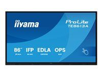 iiyama ProLite TE8613A-B3AG - 86" Trieda uhlopriečky (85.6" zobraziteľný) displej LCD s LED podsvietením - interaktívny digital signage - s dotykovou obrazovkou (multi touch) / voliteľná funkcia PC slotu - 4K UHD (2160p) 3840 x 2160 - čierny rám s matným povrchom