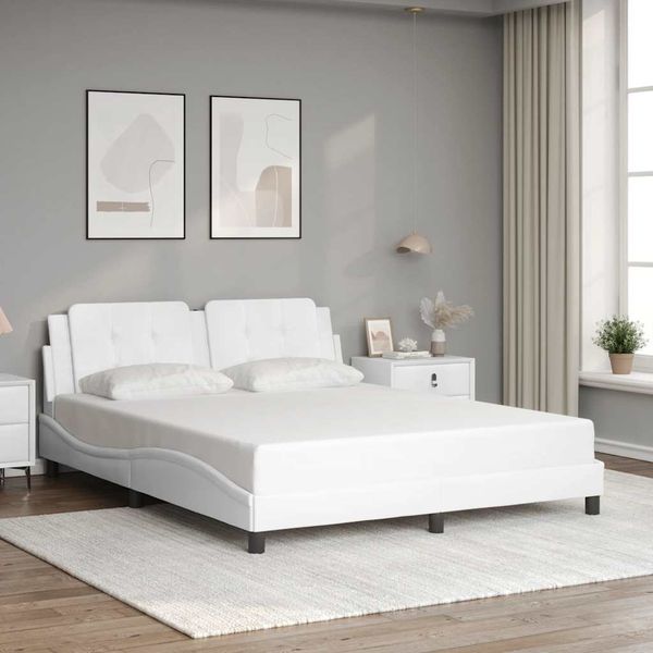 vidaXL Rám postele bez matraca Zadar biely 160x200 cm umelá koža