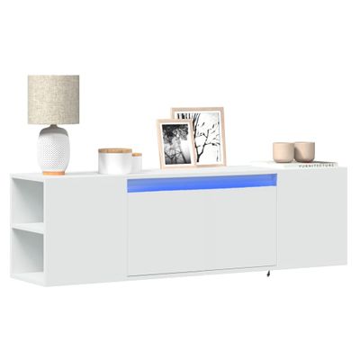 vidaXL TV nástenná skrinka s LED svetlami biela 135x31x39,5 cm